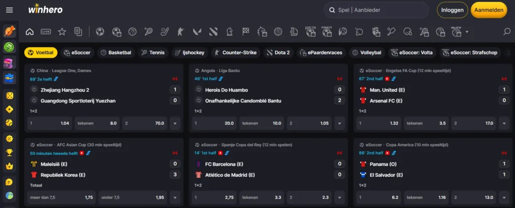 Sportweddenschappen bij Winhero Casino